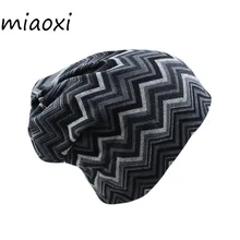 Miaoxi/Новинка; Высококачественная шапка для девочек; весенне-осенние вязаные шапки в полоску; теплый шарф для женщин; Skullies Think Gorros; распродажа