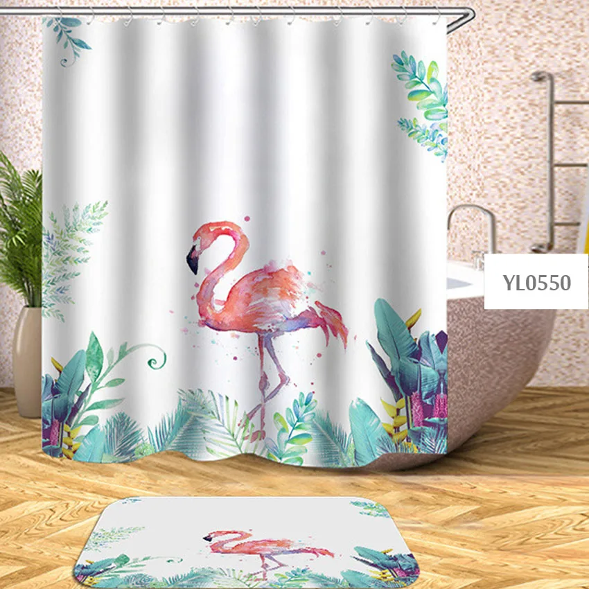 Цветочная занавеска для душа Фламинго занавеска для ванны s для ванной водонепроницаемый купальный Чехол очень большой широкий с 12 крючками