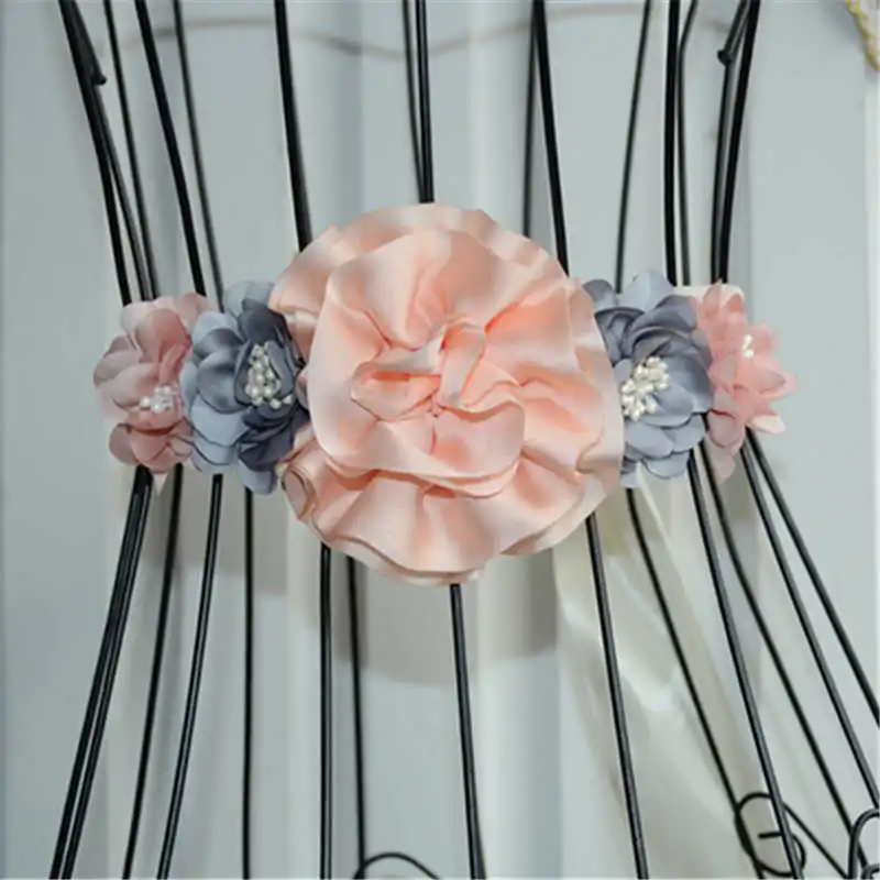 QYFLYXUEQYFLYXUE-светильник коралловый/персиковый пояс для беременных, лента для беременных, винтажный пояс, свадебный пояс, свадебный пояс - Цвет: Picture style