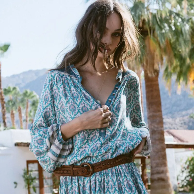 2017 легкая свободная богемная роскошная винтажная футболка Gypsy Oracle Boho блузка с v