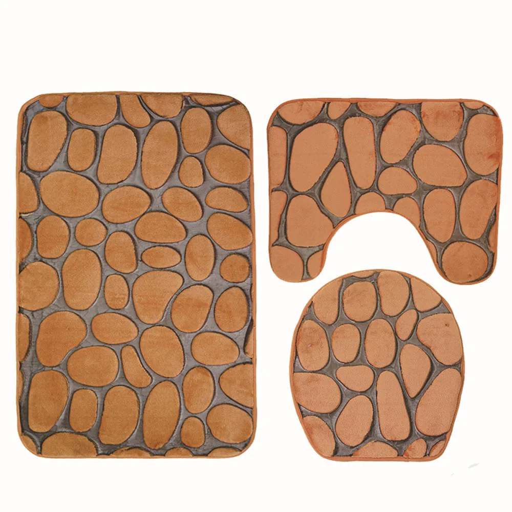 Противоскользящие коврики для ванной унитаза набор кораллового флиса абсорбирующий коврик для ванной комнаты пьедестал коврики для туалета крышка крышки - Цвет: grey stone