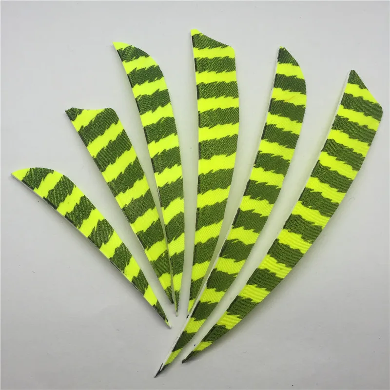 

50pcs/lots 3" 4" 5" Striped Fluorescent Yellow Hunting Arrow Feathers Turkey Feather Arrow Accessories Fletching Feathers FT75