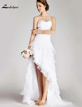 2016 New Style Garden Wedding Dresses Short Front Long Back Organza High Low Bridal Gown trouwjurk Custom Made