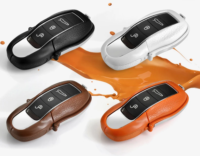 Couro de Vaca + Abs Chave do Carro Escudo para Porsche Chave para Porsche Shinman Case Proteger Macan Cayenne 911 Panamera 4s 15 Cheap Estojo de chaves p carro