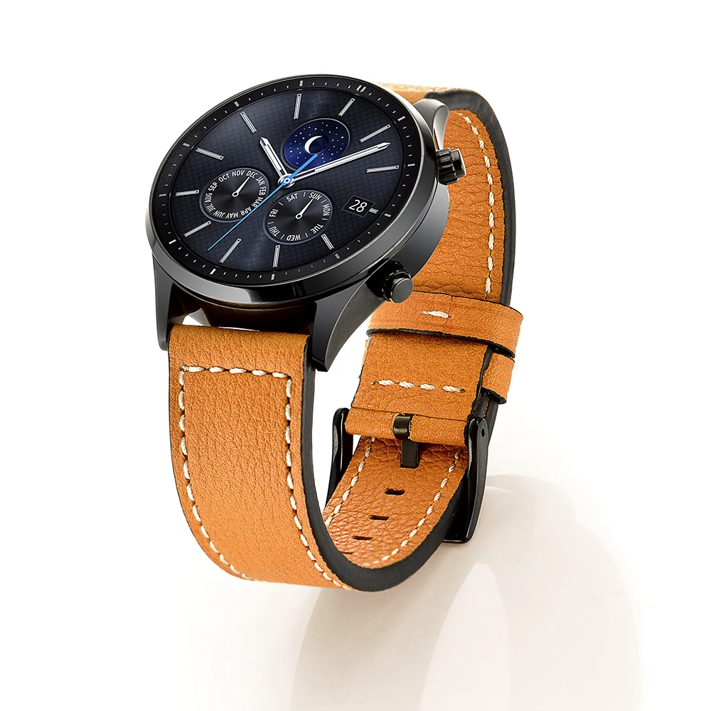Ремешок из натуральной кожи для Samsung Gear S3 Zenwatch 2/1 Huami AMAZFIT Moto 360 2nd Ticwatch 1 22 мм|Ремешки