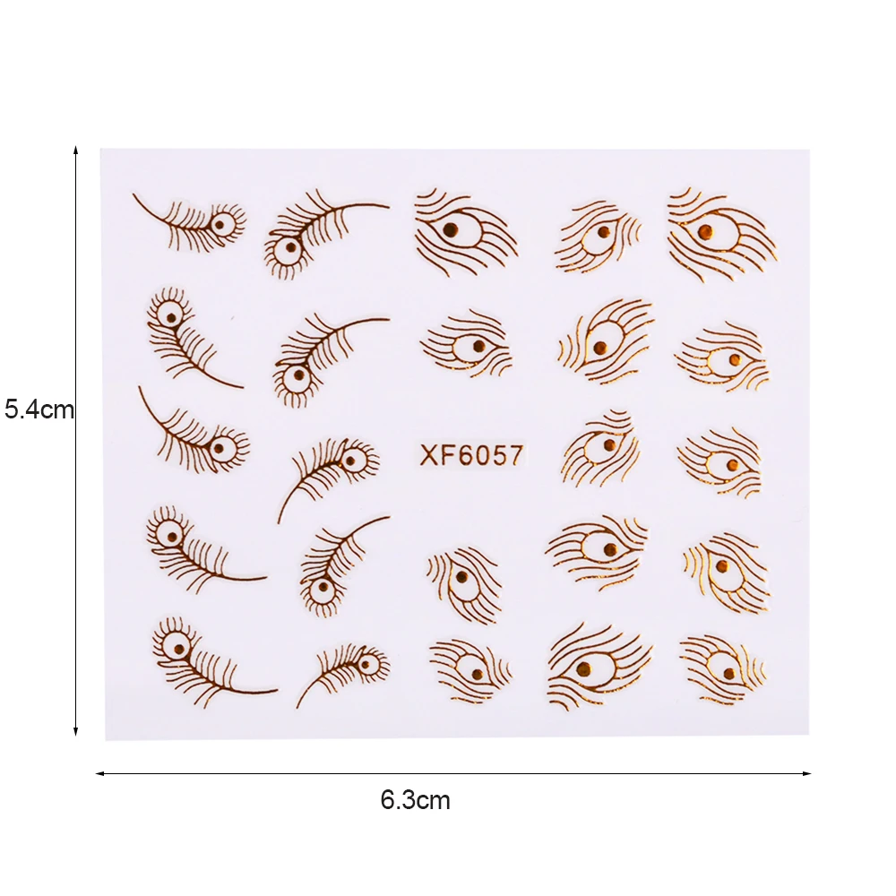10 шт. перо 3D золотые наклейки для ногтей Ловец снов DIY клей Передача фольги трафареты слайдер для украшения ногтей инструмент TRXF6057