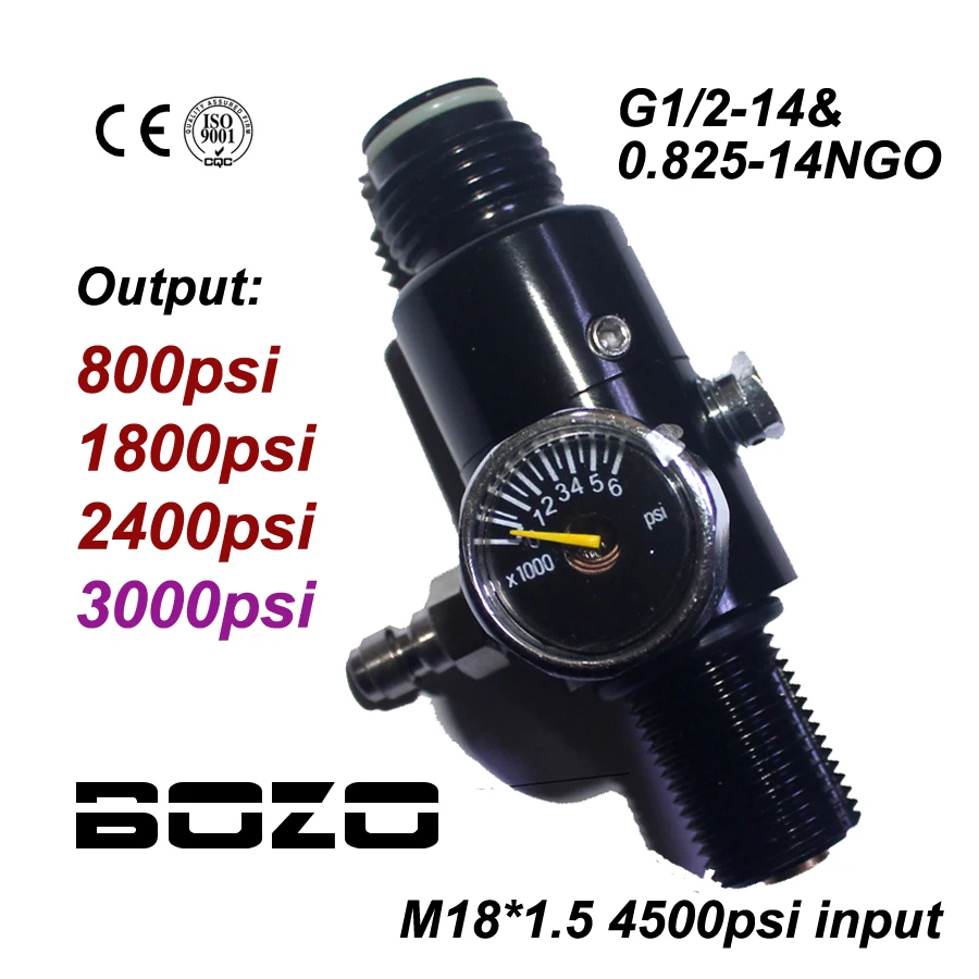 الألوان co2 اسطوانة اطلاق النار 4500PSI خزان الهواء منظم الضغط الناتج 800/1800/2400/3000psi M18 * 1.5 الألوان co2 اسطوانة اطلاق النار 4500PSI خزان الهواء منظم الضغط الناتج 800/1800/2400/3000psi M18 * 1.5