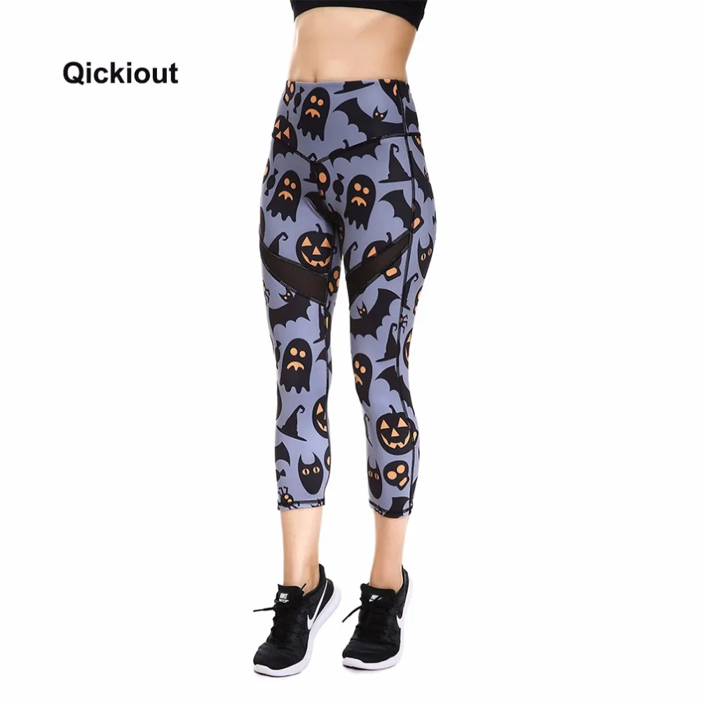 

Qickitout Leggings Halloween Chrismas Gifts Women's Digital Print PANTS Ghost Pumpkin Big Hip High Waist Pants Fitness Leggings
