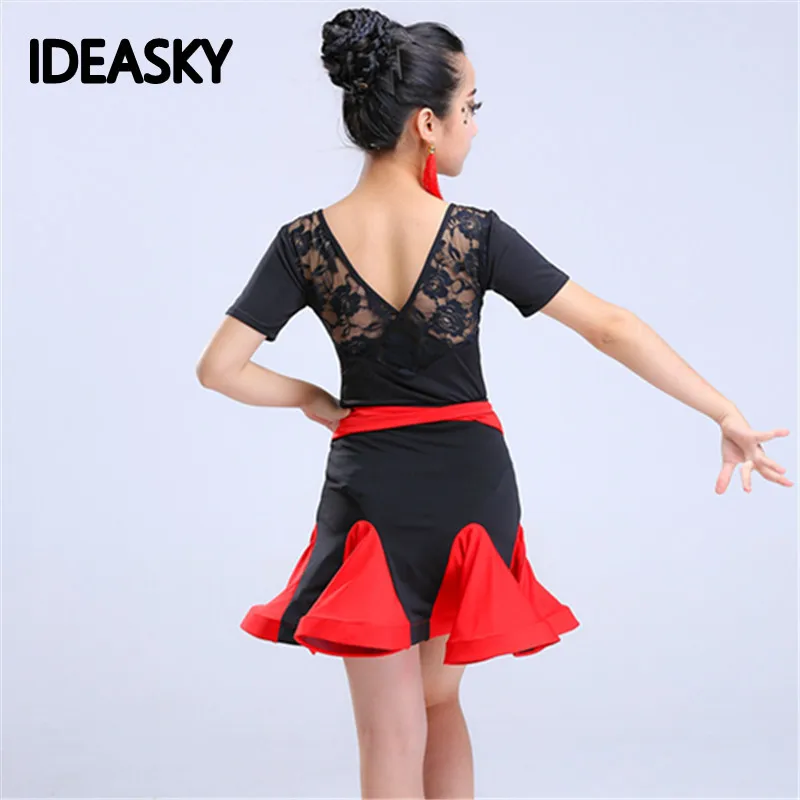 

lace latin dance dress for girls latin salsa dress kids Sexy competition Ballroom Dresses Tango samba cha cha Children skirts