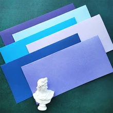 DL Размер 6 цветов Металлические Карты и конверты крафт бумага для изготовления карт скрапбукинга синяя серия 300GSM