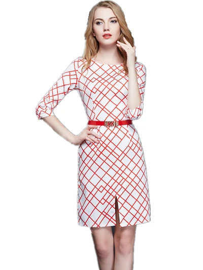 

2019 Summer Geometric pattern party business Office Work Fitted Pencil Dress Women Elegant robe Half sleeve Bodycon Dresses