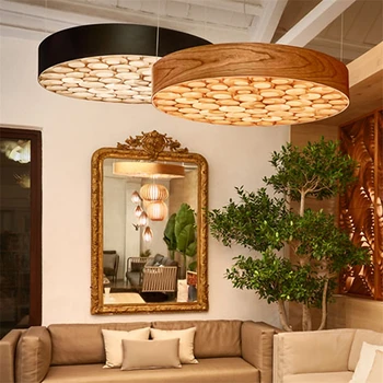 

JAXLONG Modern Color Wood Art LED Pendan tlights Restaurant Hotel Cafe Bar Lighting hanglamp Pendant Lamps Living Room lustre