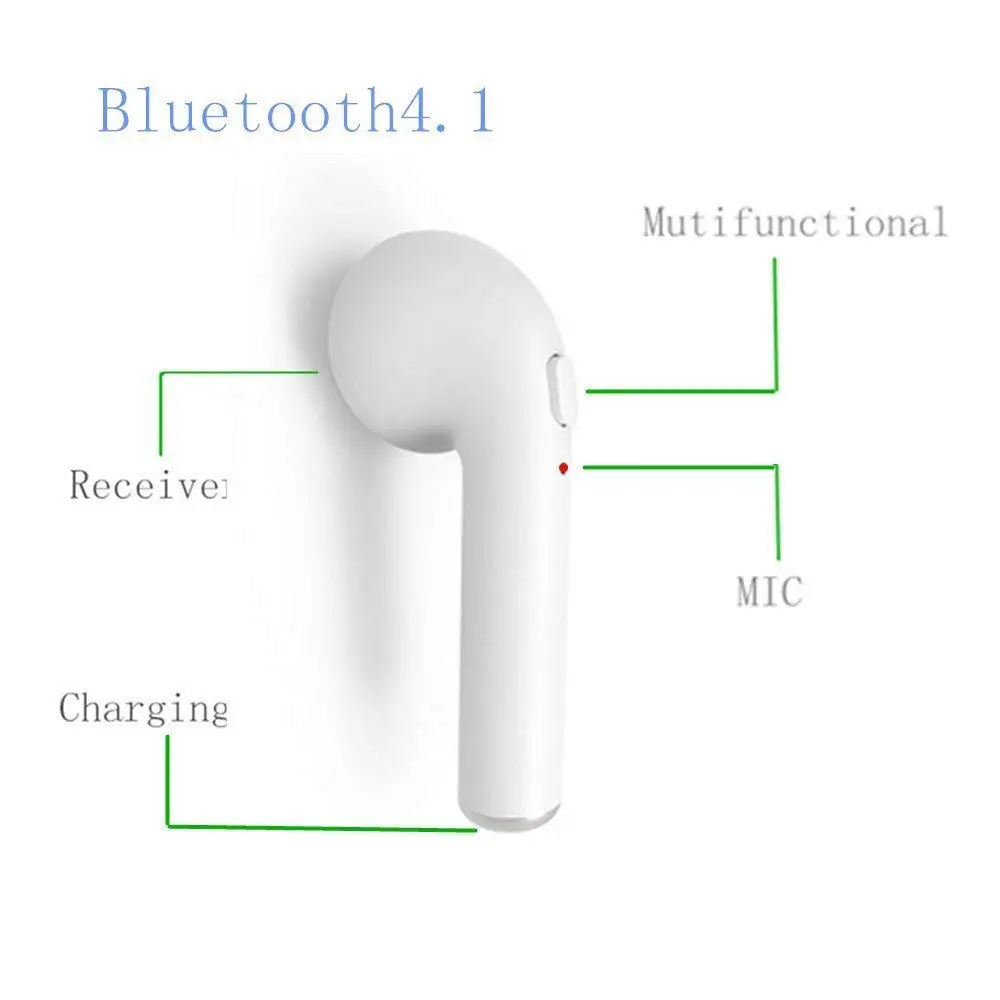 1 шт., i7, мини гарнитура, Bluetooth, наушники 4,1 EDR, беспроводной наушник, MP3, Музыкальный наушник, наушники i7 с микрофоном для телефона, IOS, Android