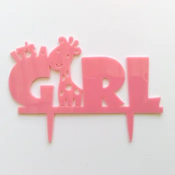

Cute Giraffe It's A Girl Happy Birthday Acrylic Cake Flag Toppers For Baby's Birthday Party Cake Decor Hot Sale