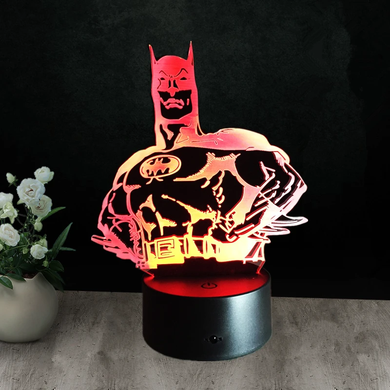 Ночник с человеком пауком USB настольная лампа имитация кристалла 3D ночник