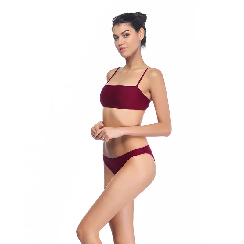 

2019 XXXL plus size Sexy Bikini Set Women Solid Simple Summer Beachwear Two Pieces Swimsuit Biquini Push Up female Bathing Suit