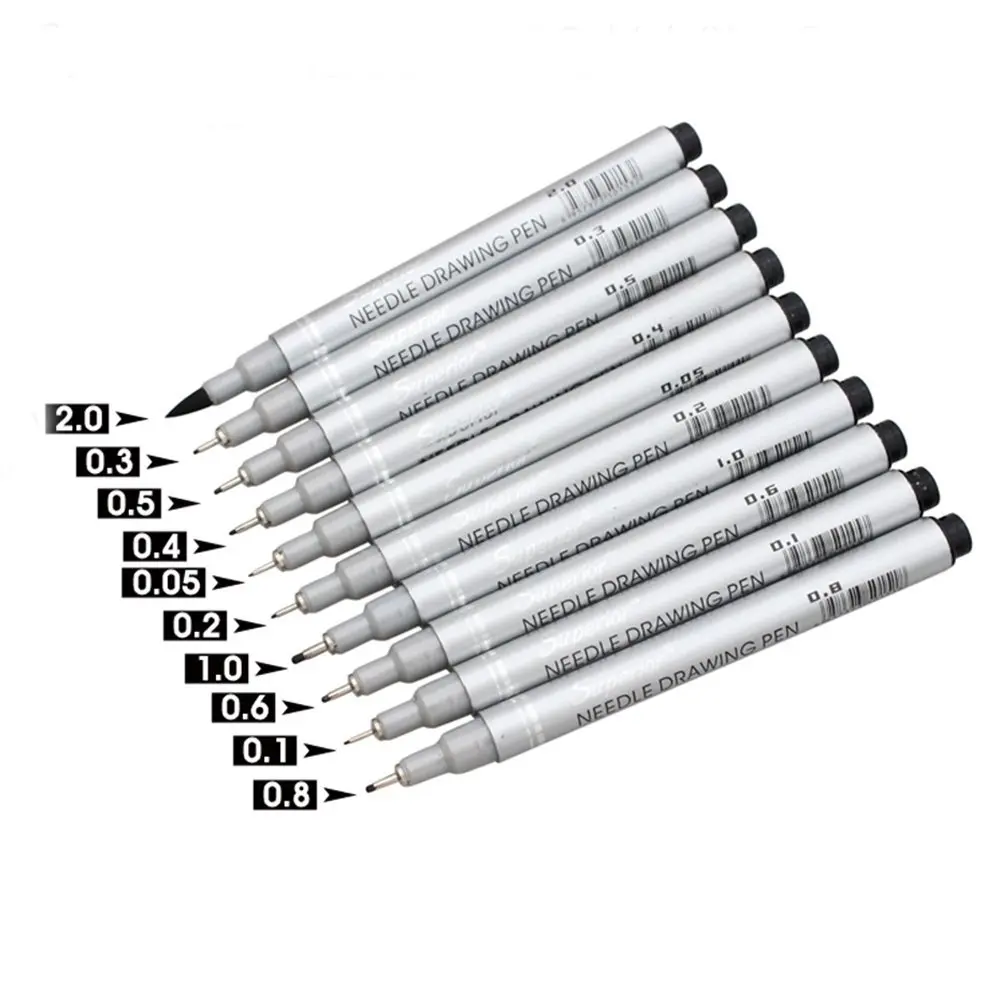 

10pcs Neelde Soft Brush Fine Line Pen Black Sketch Markers Waterproof Drawing Pen for School Supplies