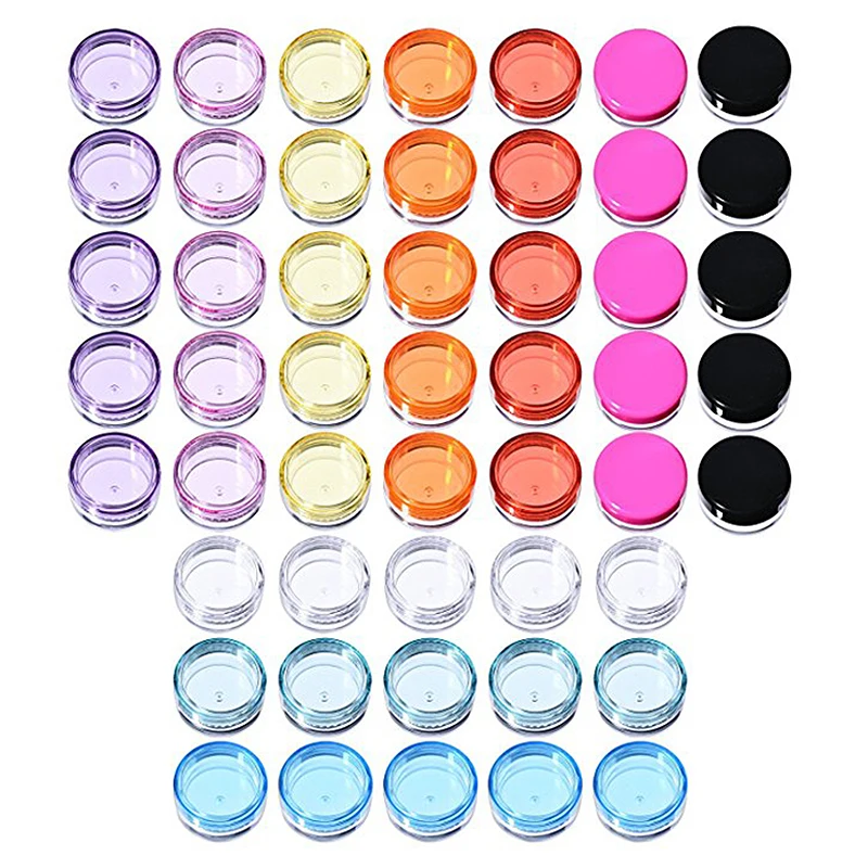 

50 Pieces Plastic Pot Jars Empty Cosmetic Container with Lid for Creams Sample Make-up Storage, 5 g, 10 Colors
