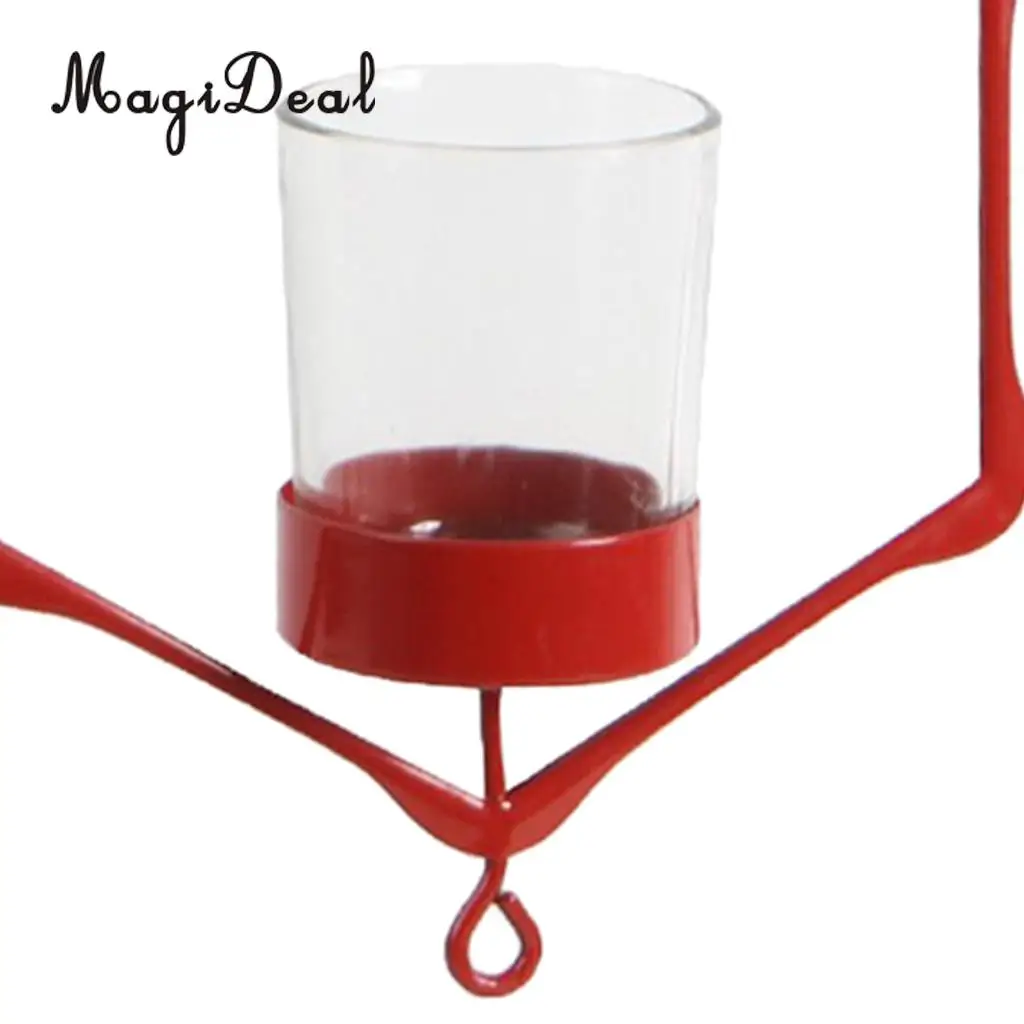MagiDeal Wire Hanging Chain Hollow Vintage Geometric Tealight Candle Holder Mood Light Candleholder Candlestick Lantern Case