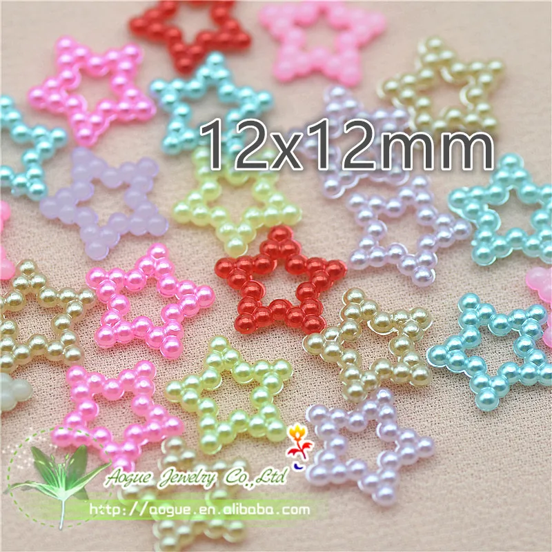 

12*12mm 100PCS MIXED Color resin pearl star| loose garment pearl beads|Slime Filler Confetti