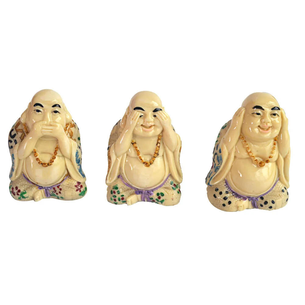 2554 Feng Shui Color Crema Tíbet Budista Tres No Buda No Digas No Escuchas No Mires Estatuas De Buda De Resina C1107 In Estatuas Y Esculturas