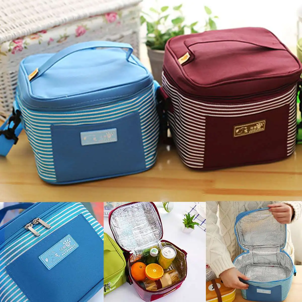 

New arrival Portable Oxford strap Picnic Bag Food Thermal Lunch Box bag Cooler Waterproof Tote Bags for Outdoor Camping Climbing