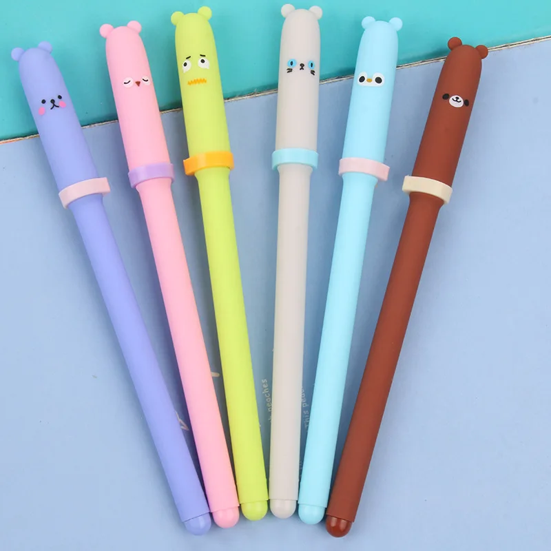 

4 Pcs/lot Gel pen Neutral pen Cute Bear Black lnk pens Writting School Office stationery Lovely Students supplies Kawaii Gifts