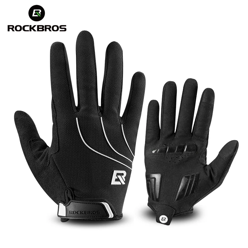 ROCKBROS يندبروف قفازات ركوب الدراجات تعمل باللمس ركوب MTB الدراجة دراجة القفازات الحرارية الدافئة دراجة نارية الشتاء الخريف الرجال الملابس