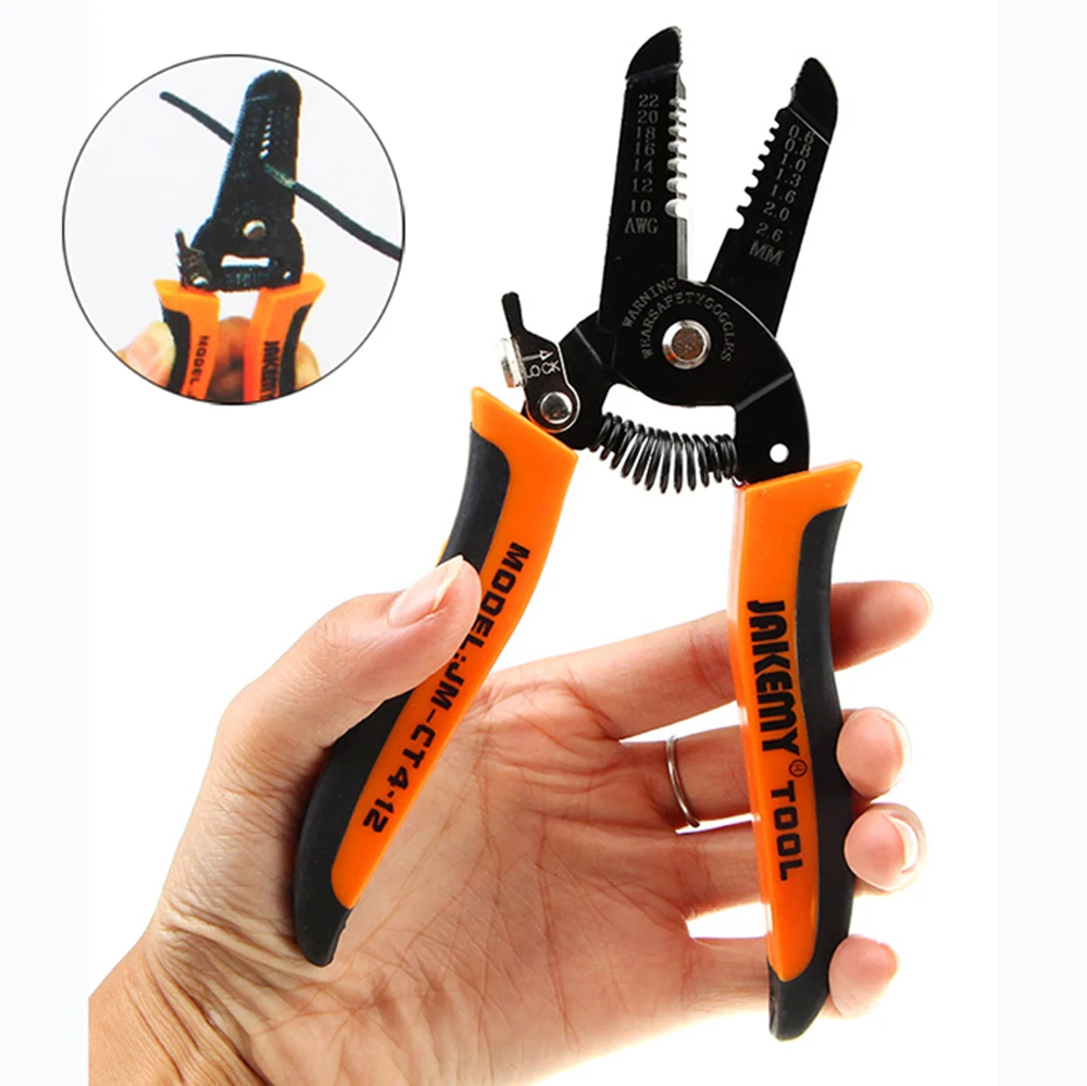 JAKEMY Wire Cutter Stripper Clamp 7 inch Plier Cable Stripping Wire