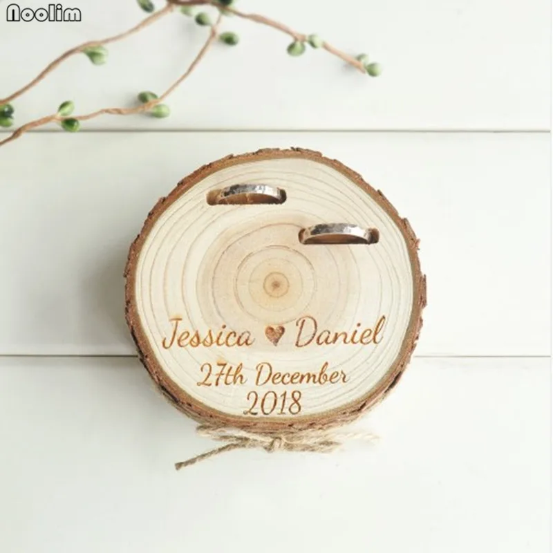 

Rustic Customized Lettering Personality Retro Creative Wedding Ring Box Bride Wooden Ring Box Photo Props Wedding Decoration