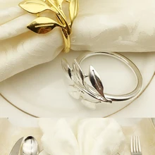 Bangle Napkin-Holder Wedding-Gifts Silver Party-Decor Gold Metal 6pcs/Lot Shower Leaves