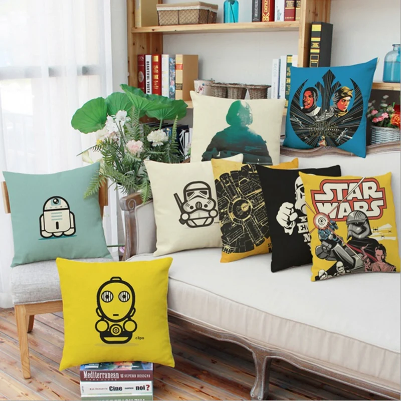 

45cm*45cm Cushion cover Color Movie anime cartoon design linen/cotton pillow case Home decorative pillow cover seat pillow case