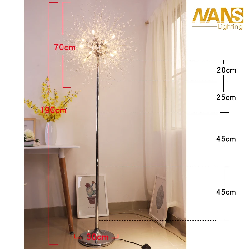 NANS новые современные хрустальные напольные лампы простые теплые светодиодные напольные лампы для гостиной складные напольные лампы Lambader Stehlampe