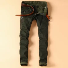 New Brand Men’s Casual Black Biker Jeans Elastic Slim Hole Cotton Denim Skinny Pants Size29-38 #003-7