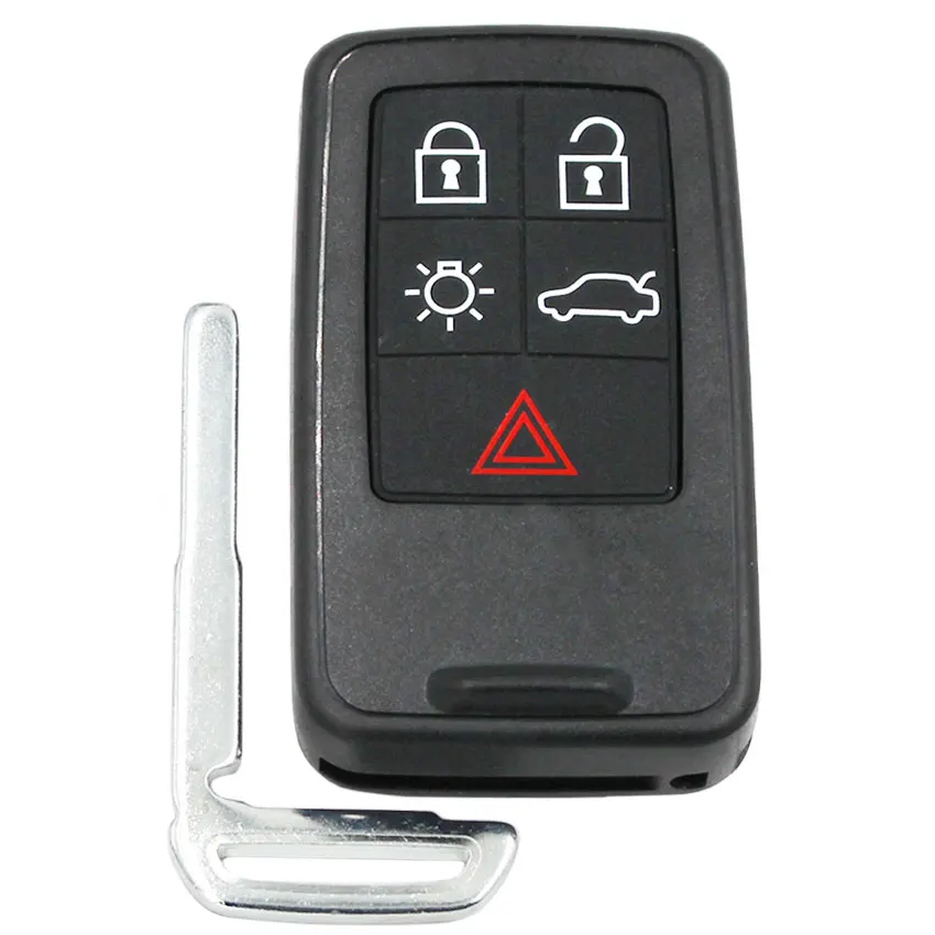 

4+1/5 Button Remote Key Shell Case Fob Smart Car Key Housing Cover with Uncut Blade for Volvo S60 S80 V60 XC60 XC70