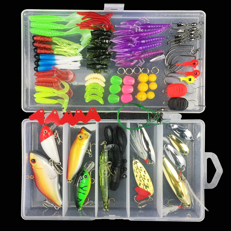 4 Style Multi Fishing Lure Mixed Colors Plastic Metal Bait Soft Lure