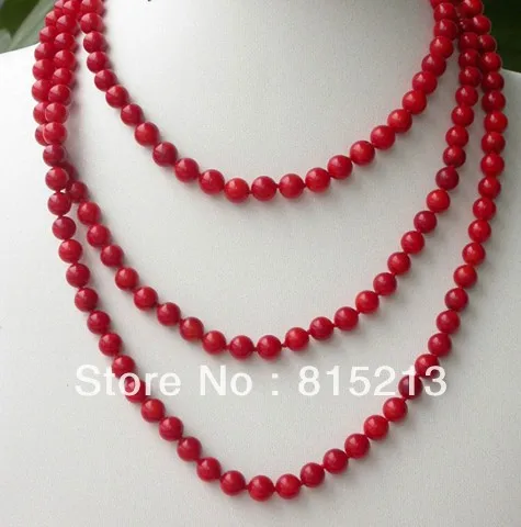 

ddh0077 Long 53" Natural Red Round Coral beads Necklace 28% Discount