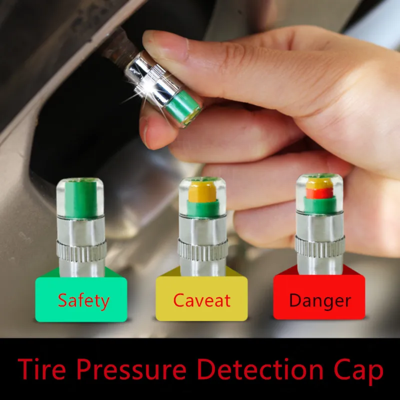 

4Pcs 2.4Bar 36PSI Car Auto Tire Pressure Monitor Valve Stem Caps Sensor Indicator Eye Alert Diagnostic Tools Kit
