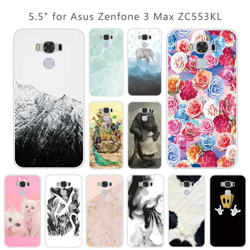 Чехол для Asus Zenfone 3 Max ZC553KL Animal Case 5 дюймов прозрачный силиконовый мягкий ТПУ