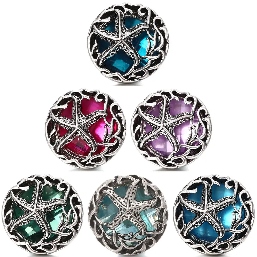 

High Quality 18mm Metal Snap Button Charm starfish button Snap Button Jewelry TZ2048