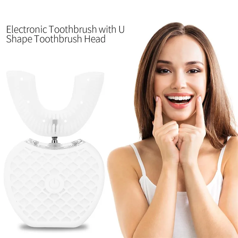

Lazy Fully Automatic Electronic Toothbrush Ultrasonic Wave Waterproof U Type Silicone Toothbrush with Wireless Charging Base 45