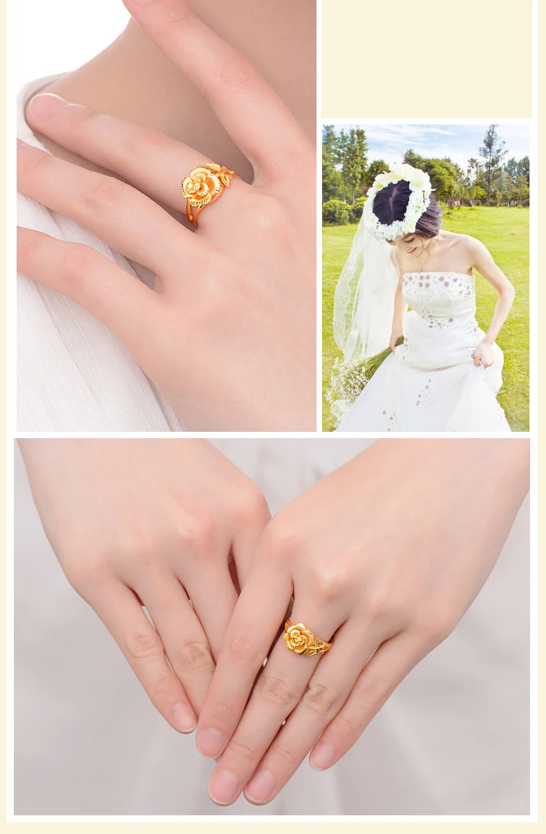 YSF 24K золотое кольцо Настоящее AU 999 цельное золото красивая элегантная очаровательная Роза высококлассная Модная классика ювелирные изделия Новинка