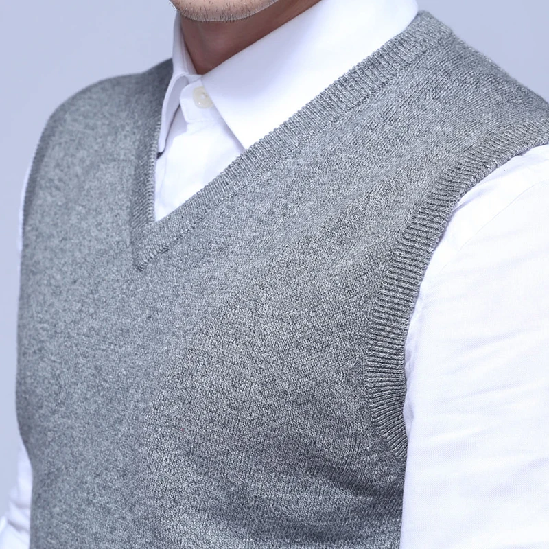 100/% Cotton Knit Cardigan Mens Autumn Winter Coloured V Neck Thin Sleeveless Sweater