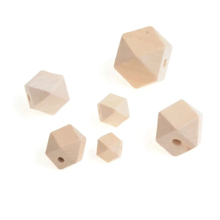 

Free Shiping 24Pcs Mixed Size 10-20mm Natural Unfinished Octagonal Wooden Beads Geometric Spacer Wood Beads for Jewelry DIY