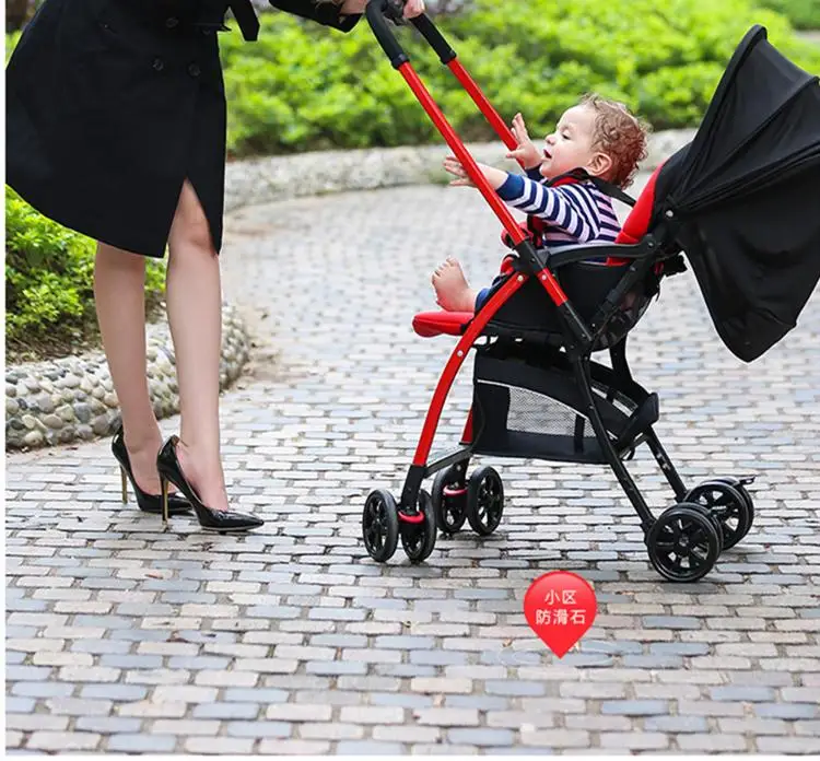 Детская летняя легкая коляска, складной амортизатор, портативный зонт, может сидеть на двухходовой тележке