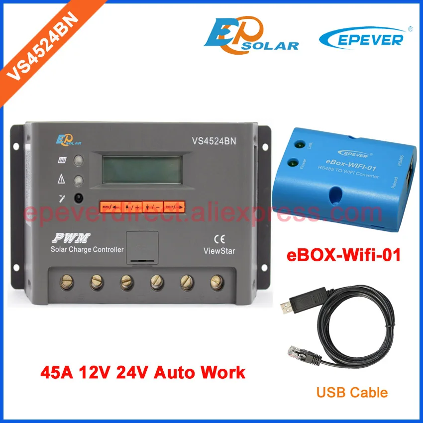 

PWM solar charger controller 45A 45amp with USB cable EPEVER Free shipping VS4524BN New regulator wifi BOX 12v 24v