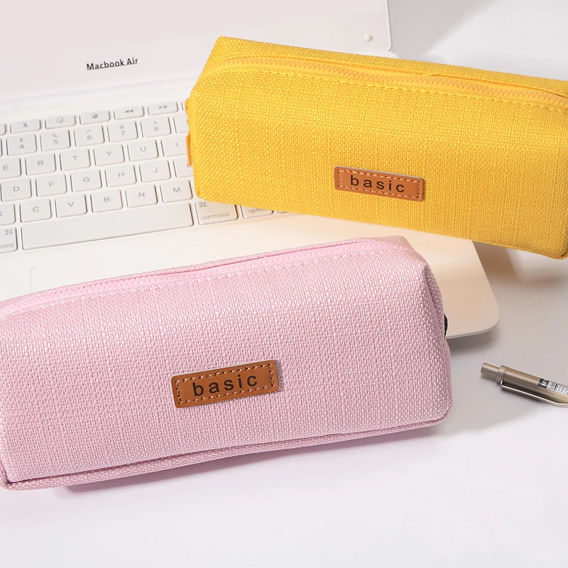 Kawaii Canvas Large Capacity Pencil Case School Supplies Simple Candy Color Stationery Box Storge Gifts Tools | Канцтовары для