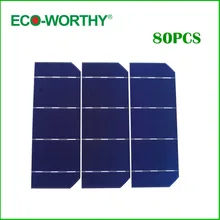 ECO-WORTHY 80pcs High Efficiency 6×2 Monocrystalline Solar Cell Photovoltaic Cell Solar 156 mono Solar Cell DIY 144W Solar Panel