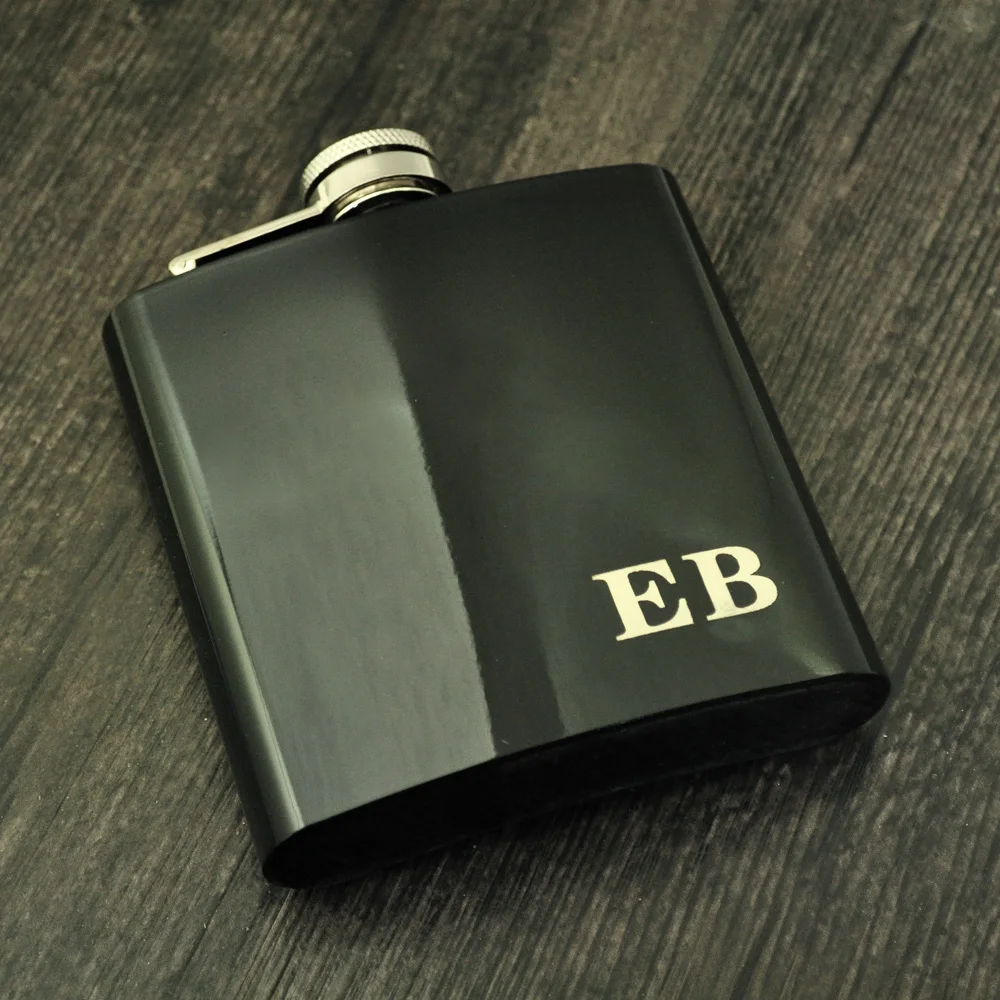 

Monogrammed Flask, Personalized Flask,Groomsman Gift,Hip Flask,Black Flask,Bridal Party Gifts,Engraved Flask