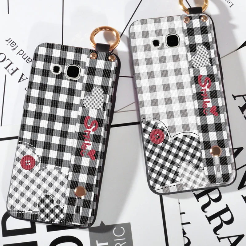 

Wrist Strap phone case For Samsung Galaxy A8 A9 Star Lattice Printing Love Silicone Case For Samsung A9 Star Lite Cover Cloth